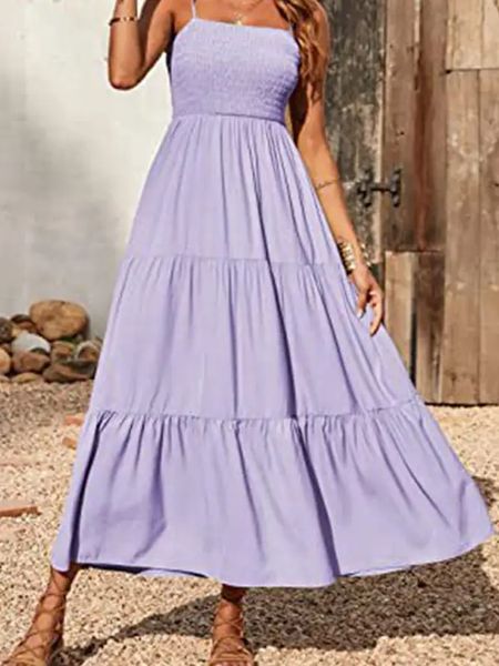 

ydjrydjr111# summer strap pleated swing dress, Black;gray