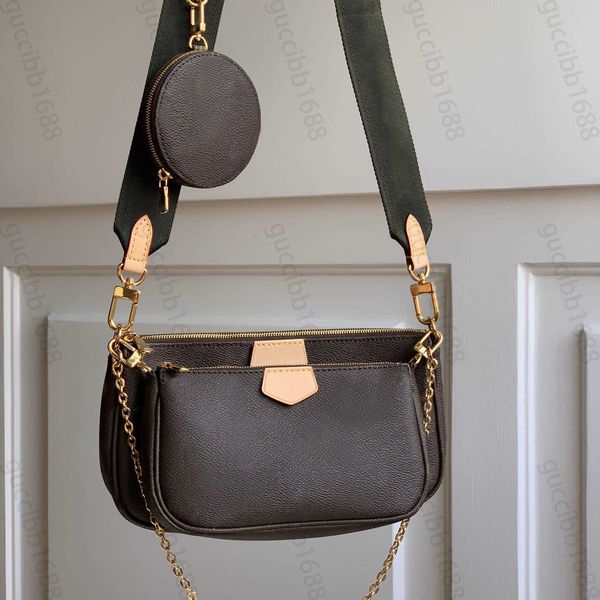 

2023 new 9a l bag mirror quality multi pochette accessories bag 3 pieces womens small handbag luxury designer wallet on chain crossbody shou, Black
