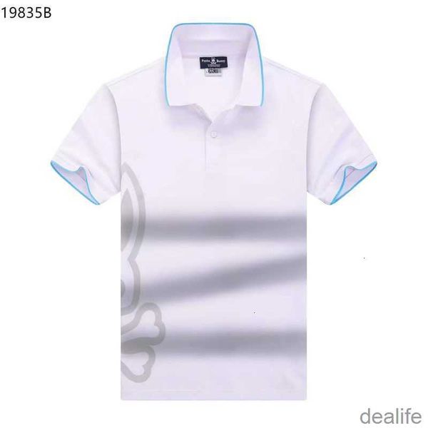 

new in 2023 summer psycho bunny skeleton rabbit 3d printed polo rib lapel casual fashion trendy men lyj3, White;black