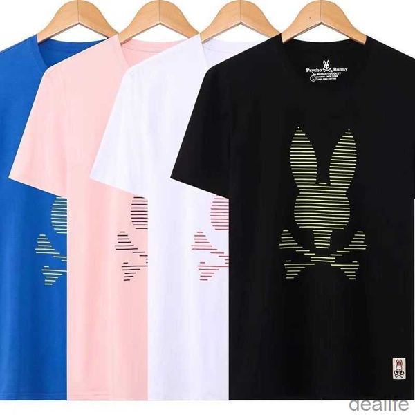 

psycho bunny t shirt 23 summer new casual fashion brand skull rabbit embroidery printed short sleeve t-shirts for men pure cotton o574, White;black