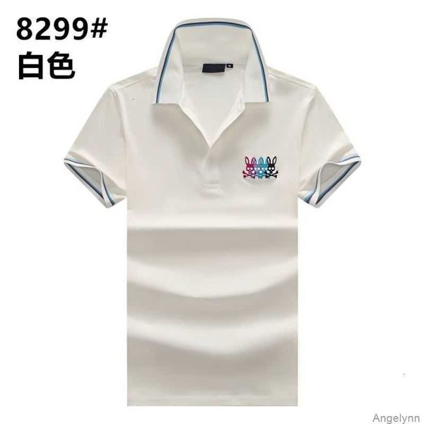 

psycho bunny summer polo shirt short sleeve casual t-shirt solid cotton lapel paul fashion men personality zb7a, White;black