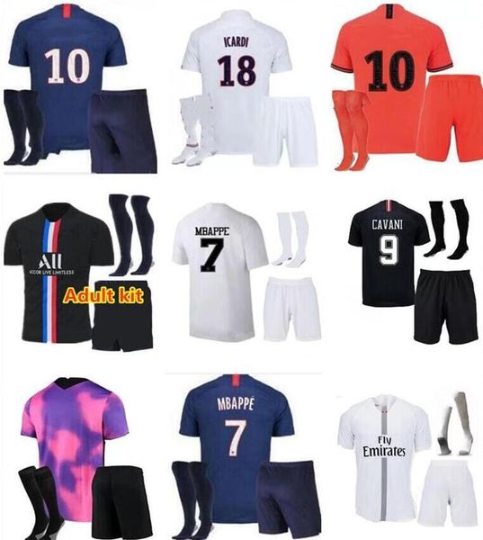 

kit 18 19 20 cavani mbappe soccer jerseys maillots de football 2018 2019 2020 verratti icardi di maria marquinhos shirt uniforms enfants psg, Black;yellow