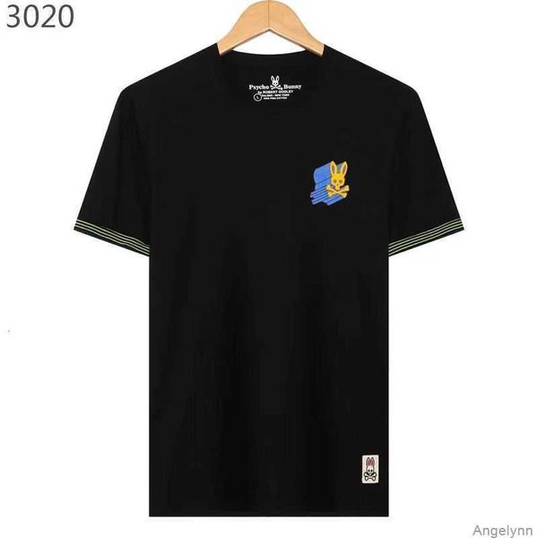 

psycho bunny t shirt 23 summer new trendy short sleeve skull rabbit print polot men's pure cotton qb02, White;black