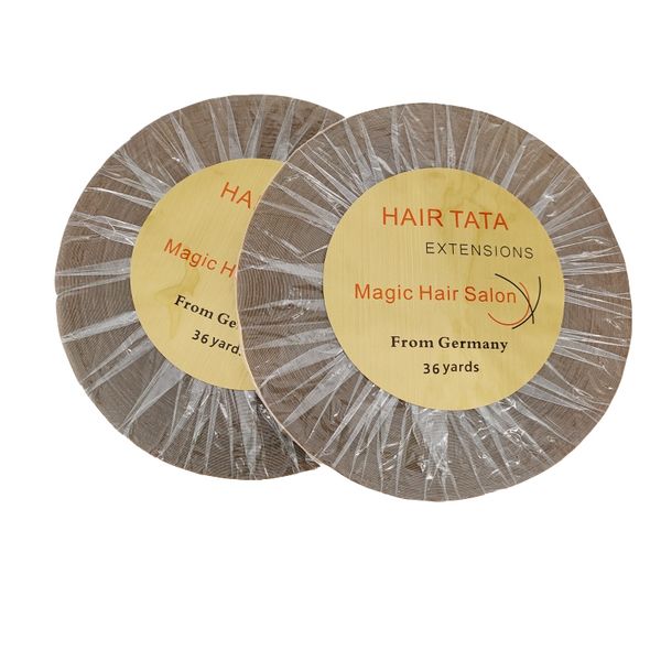 

wholesale 0.8cm 1cm 36 yards hair tata extension tape magic hair salon double side lace front hair tape for lace wigs, Black;brown