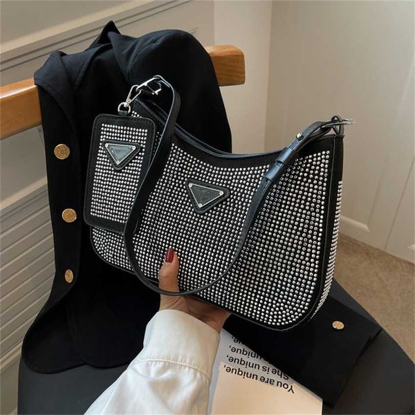 

20% off 2023 handbag summer women's new street trend diamond one shoulder underarm fashion design sense small group bag