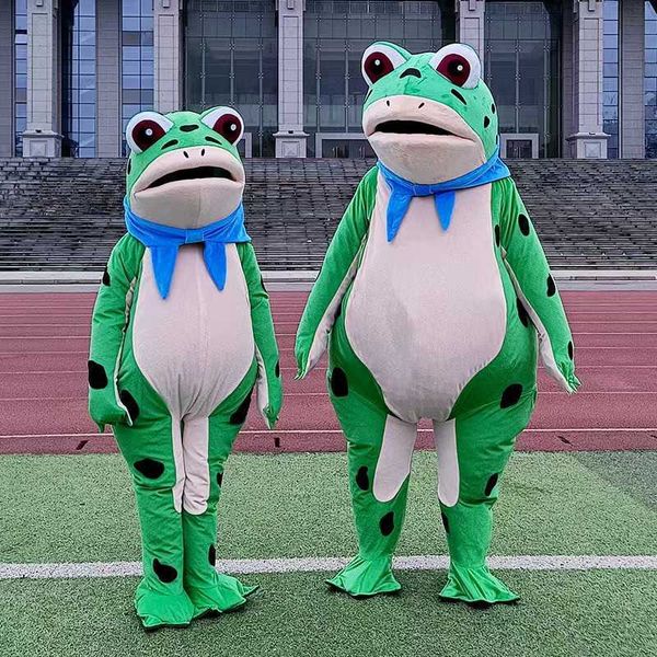 

inflatable frog cartoon doll costume tiktok stage props performance toad children doll costume mascot, Red;yellow