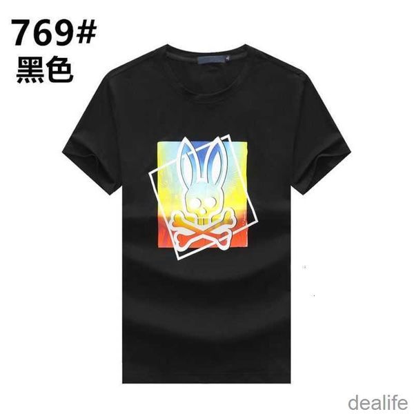 

23 psycho bunny summer t-shirt pure cotton comfortable plus size loose to round neck short sleeve trendy men's underlay ghit, White;black
