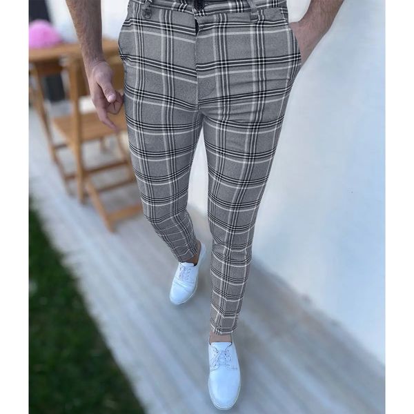 

men's pants spring autumn man casual plaid suit pants business work formal pants for men dress pants men slim fit trousers mens clothin, Black