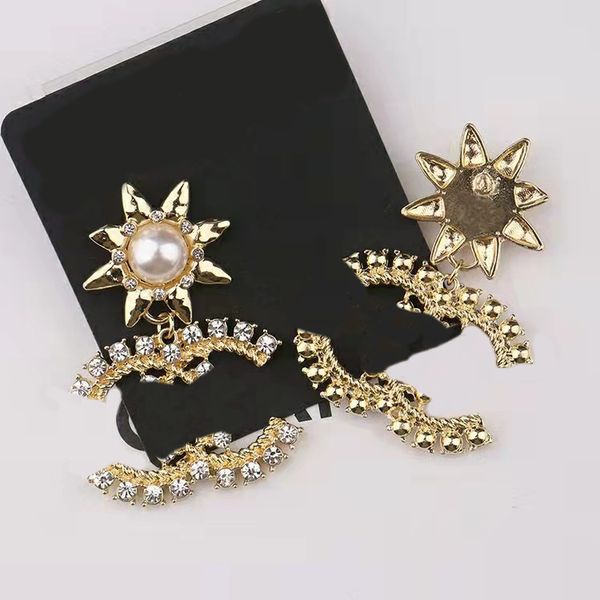 

luxury designer brand stud earring sunflower letter for women wedding party jewerlry accessories high quality, Golden;silver