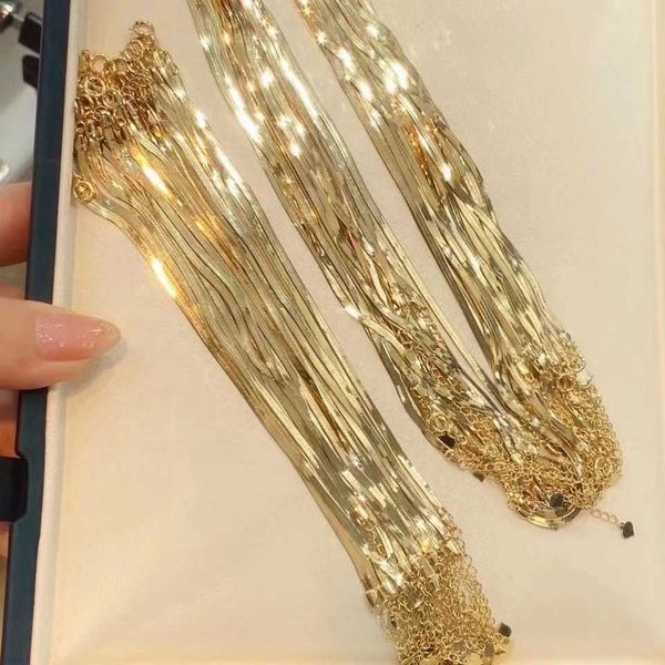 

18k solid gold herringbone chain necklace, Silver