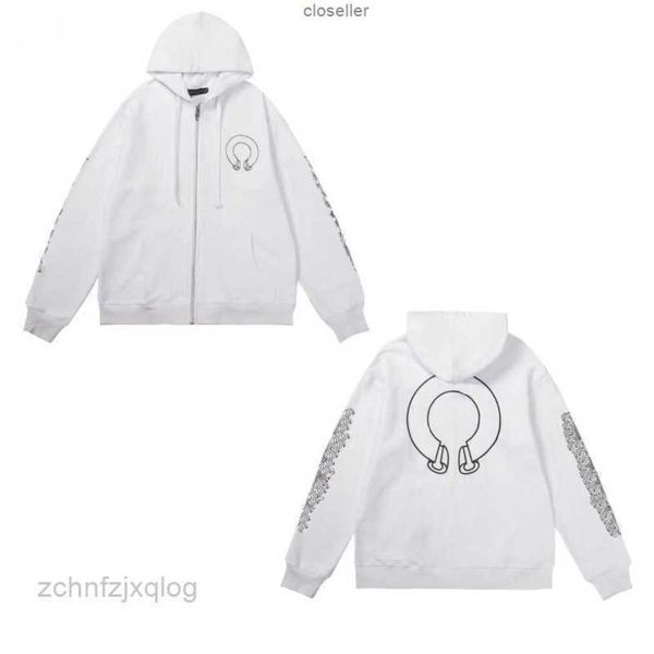 

men's hoodies & sweatshirts designer mens chrome zipper heart hoodie ch long sleeve jacket loose coat hooded hoody men woman hip hop fa, Black