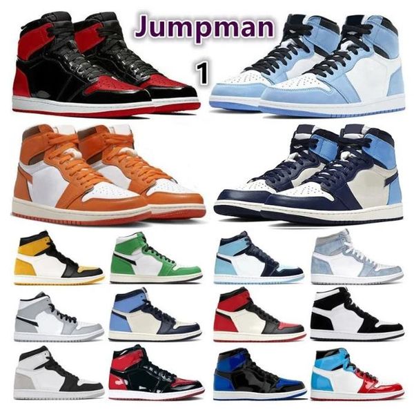 

jumpman 1s unc hombres mujeres zapatos de baloncesto 1 hyper royal universidad blue bred silver black toe dark mocha shadow fur obsidian rub