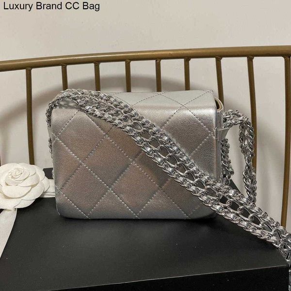 

bags silver cc womens calfskin shoulder chain underarm bags 22p classic mini flap quilted metal hardware shoulder purse large capacity outdo