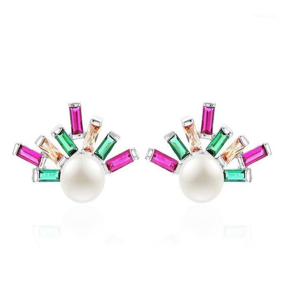

stud xiumeiyizu brand geometric shape earrings fashion luxury crystal zircon pearl jewelry for women18431616, Golden;silver