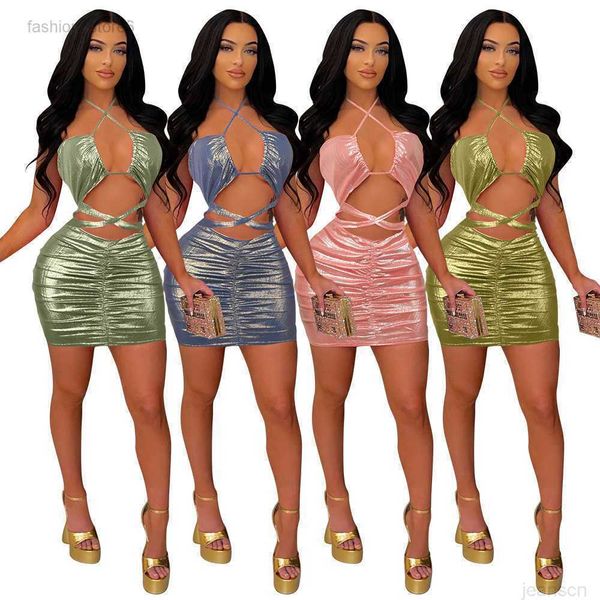 

spring and summer women's cross neck lace up hollowed out backless chest and buttock women dress fashions dresses, Black;gray