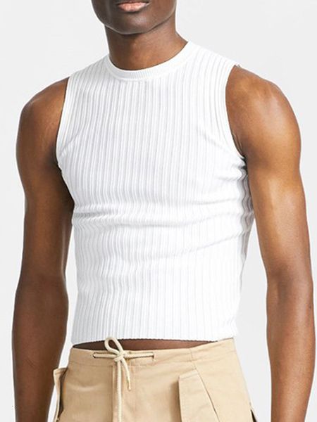 

men' tank fashion solid color oneck sleeveless streetwear casual vests skinny 2023 leisure clothing s5xl incerun 230506, White;black