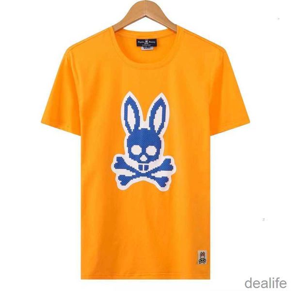 

psycho bunny 2023 spring and summer new embroidery skeleton rabbit men's women's fashion brand short sleeve printed t-shirt pure c, White;black