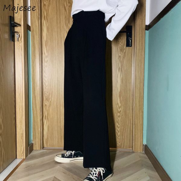 

men s pants men casual solid simple large size 3xl button fly chic mens korean style straight trousers all match ankle length loose 230508, Black