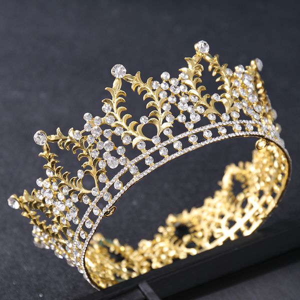 

ts-0140round full circle bridal crown gold rhinestone crown princess crown wedding dress accessories bridal headwear, Silver
