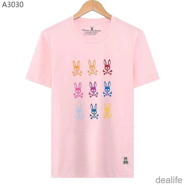 

23 summer psych fashion brand skull rabbit print new short sleeve t-shirt made of pure cotton high end versatile men's casual 3u8y, White;black