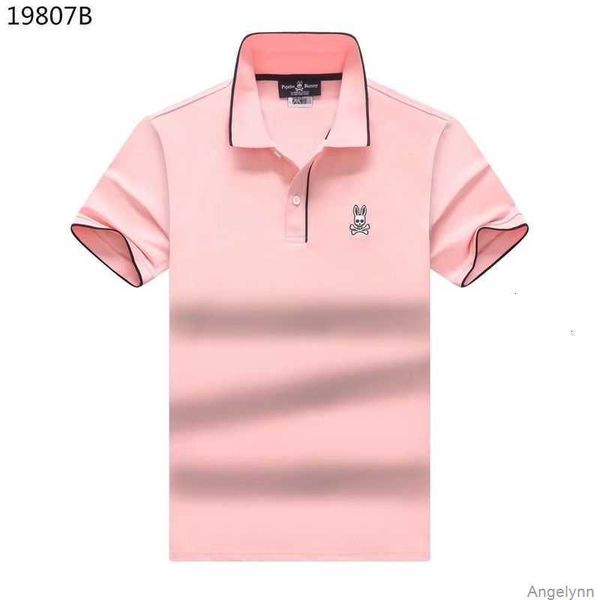 

23 summer new psycho t shirt cartoon skull rabbit embroidered polo collar solid bunny trendy men's short sleeve zjhw, White;black
