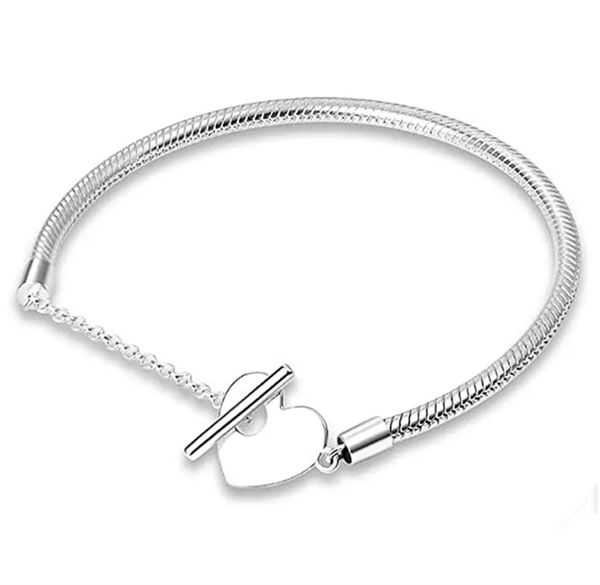 

women fashion heart snake chain 925 bracelet, Golden;silver