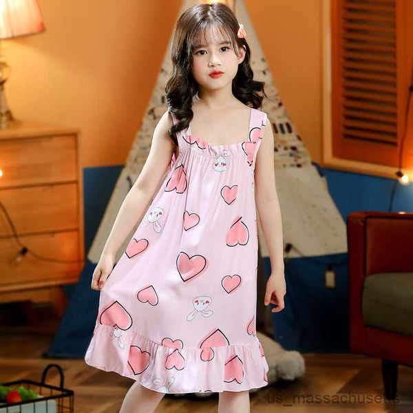 

pajamas animal cartoon girl summer night dress children sleeping dress teen pajamas sleepwear kids girls pyjama summer toddler nightgown, Blue;red
