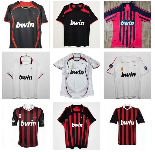 

2006 2007 2008 2009 ac milans retro soccer jersey vintage football shirt home away 06 07 08 09 classic maglia da calcio maldini ronaldo pirl, Black;yellow