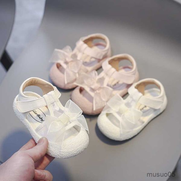 

sandals summer baby girls sandals children beach shoes anti-collision infant toddler shoes comfortable soft sole kids bow princess shoes, Black;red