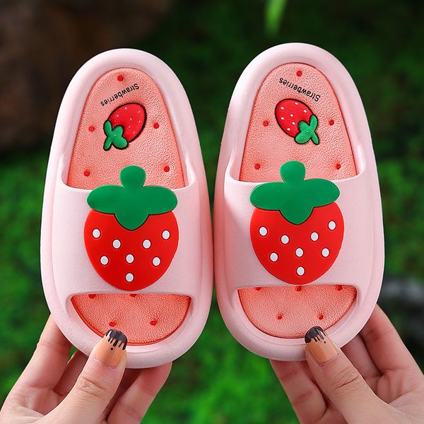 

slipper girls cute slider children' fruit strawberry family slider no slider indoor bathroom parents and children' shoes summer, Black;grey
