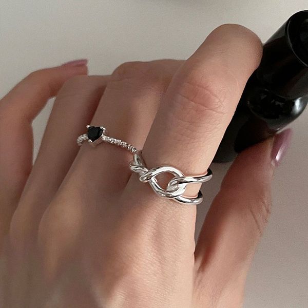 

matching rngs hgh-end light luxury unique engagement rings simple design ilver ring loving series of belt ins cold wind small splicing inter, Silver