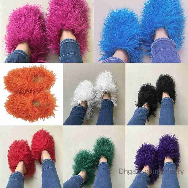 

wholesale designer womne beach shoes fur mongolian slippers new style beach imitation wool warm women's cotton slipper snow boots