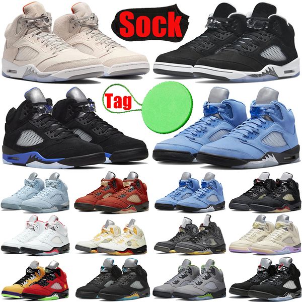 

unc 5 5s mens basketball shoes sail craft racer blue aqua raging bull fire red metallic oreo white black cement men trainers sports sneakers