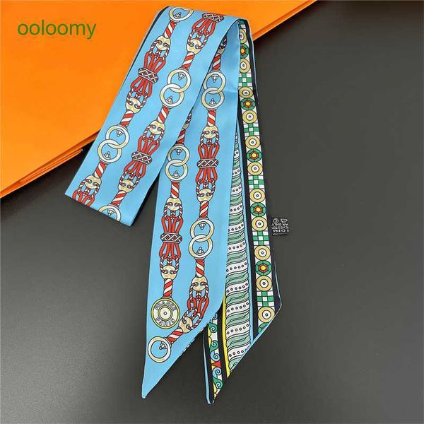 

hemres designer cravat 2023 new silk scarf geometric chain buckle hairband women's binding daily ribbon headwear accessories hu67, Black;purple
