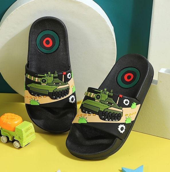 

slipper summer cartoon tank children' slider boys and girls' slider pvc home flip non sliding large children' beach sandals, Black;grey