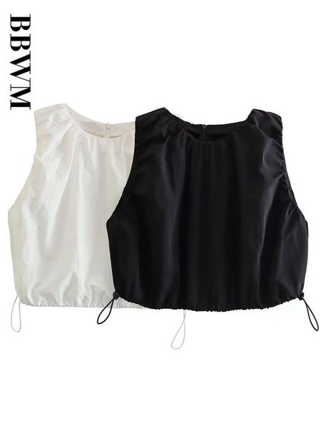 

camisoles tanks nylon crop woman black vintage sleeveless 2023 chic female o neck casual s fashion summer tank s ladies 230508, Black;white
