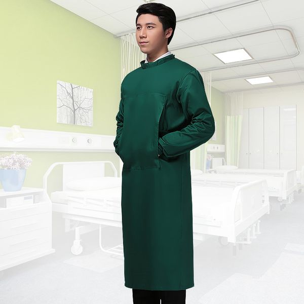 

high temperature resistant surgical clothing dark green pure cotton isolation robe operation overcoat operating room uniform, White;black
