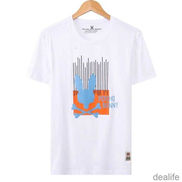 

2023 new psycho bunny versatile summer men's and women's embroidery printed skull rabbit short sleeve t-shirt pure cotton tide bra, White;black