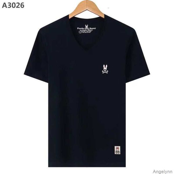 

psycho bunny 23 summer new fashion brand skull rabbit short sleeve embroidery logo versatile t-shirt pure cotton casual men and women vuzx, White;black