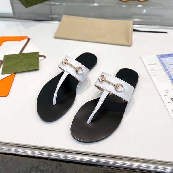 

summer new genuine leather slippers for mens leather outwear casual non slip womens slippers herringbone sandals designer luxury couple slip, Black