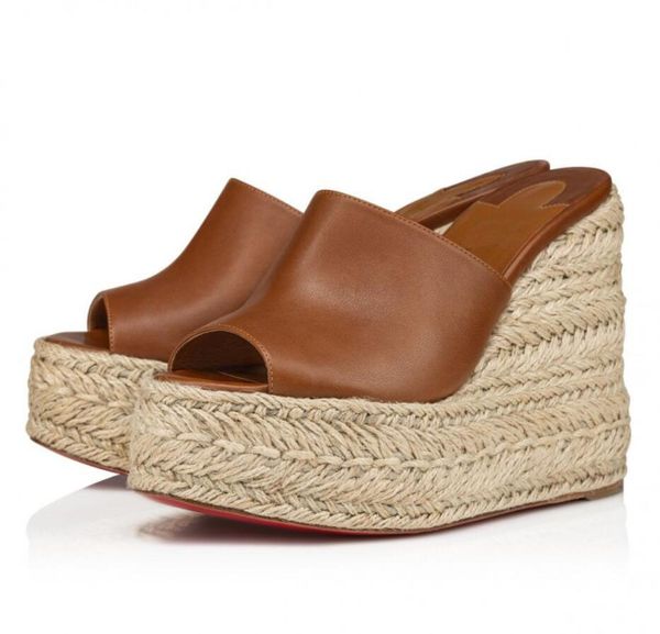 

women sandal reds sole high heel wedge ariella zeppa 130mm wedges espadrilles calf leather black leather and braided wedge heel slipper slid