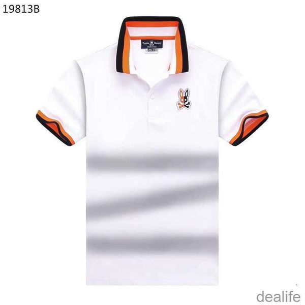

psycho bunny polo men t shirt 23 new fashion brand skull rabbit embroidered rib collar casual business ybah, White;black