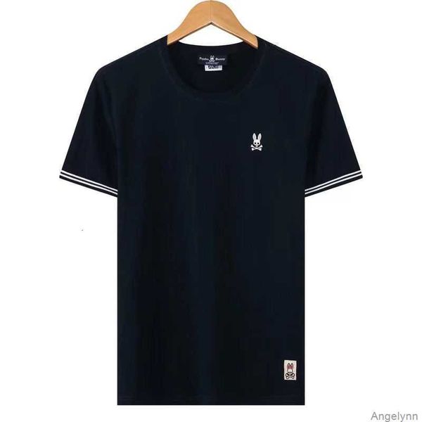 

psycho 2023 new spring/summer fashion brand bunny casual men's embroidery skull rabbit short sleeve t-shirt cartoon round neck ygta, White;black