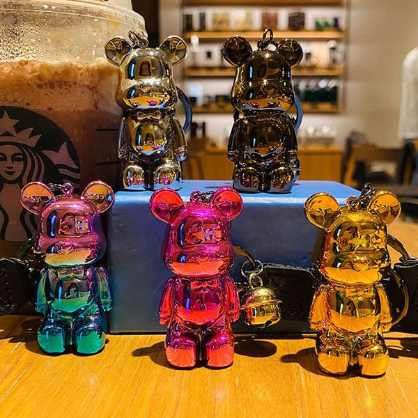 

designer keychain couples backpack key ring cartoon bear creative charm car key chain fashion schoolbag charm men and women with the same pa, Silver