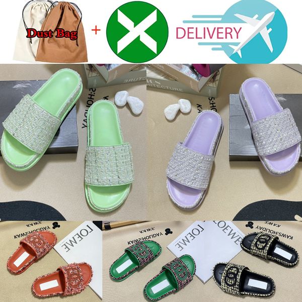 

retro leather ladies sandals womens slippers woman thick bottom designer slipper flip flops quilted slides black pink green flats beach shoe