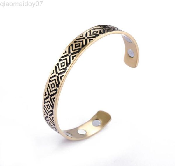 

skyrim nordic runes stainless steel viking bangles simple adjustable gold black health magnetic cuff bracelets for women men l22085148739