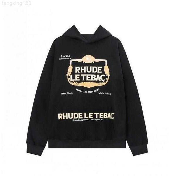 

2023 fashion men's hoodies designer rhude hoodie for men and women street joint name new tee luxurys loose couple s us size exclusive s, Black