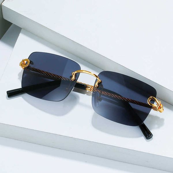 

sunglasses hbk 2022 new frameless retro sunglasses mirror women uv400 square frame male sun glasses rimless men, White;black