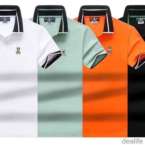 

psycho bunny 2023 summer new men's skull rabbit polo shirt short sleeve cartoon embroidery collar solid color fashion brand simple 9xxk, White;black