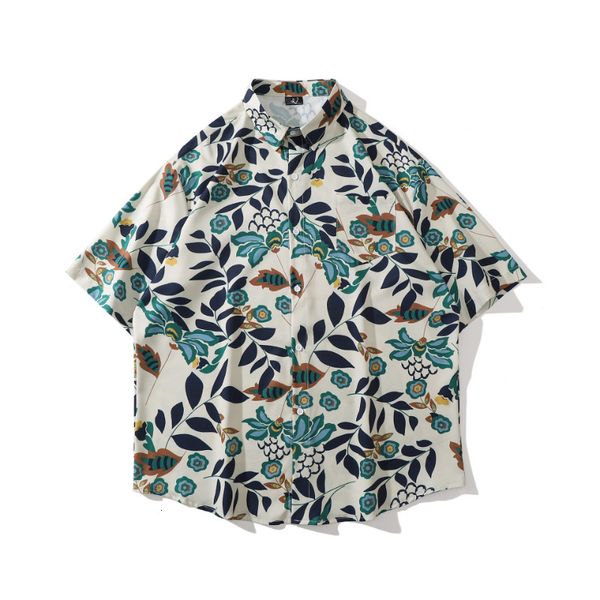 

men s casual shirts 2023 china chic retro floral print short sleeve hip hop loose camisas y blusas 230508, White;black